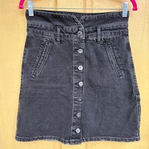 Anthropologie Black Button-Front Mini Skirt